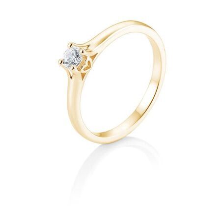 Goldener Verlobungsring auf weißem Hintergrund