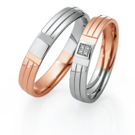Zweifarbige Ringe aus Roségold und Silber von Light vor weißem Hintergrund